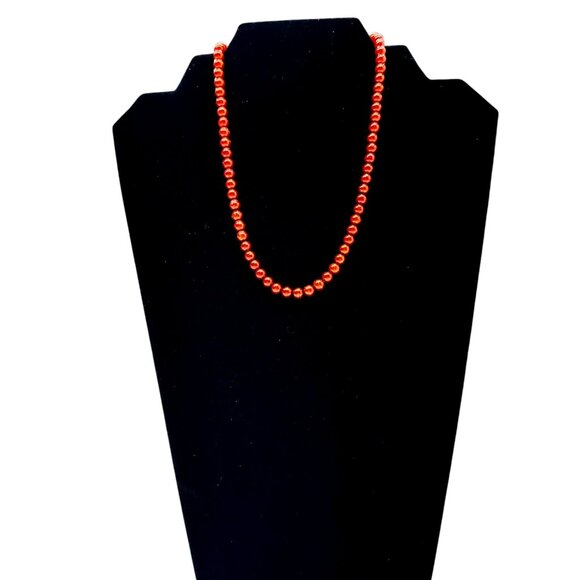 Cranberry Orange Beaded Necklace - Picture 1 of 5